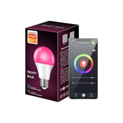 Bec SMART, WIFI&BLE, E27, LED RGB, 15W, Multiple moduri de iluminare, Control vocal, Programare ON OFF, Luminozitate ajustabila, Control aplicatie, Sincronizare muzicala, Telecomanda