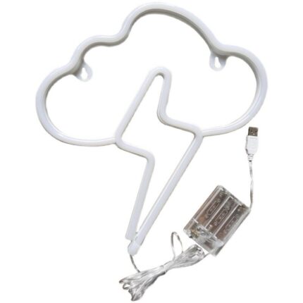 Lampa neon in forma de nor, Sunmostar, albastru-galben, 29x2x23cm