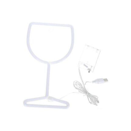 Neon decorativ de noapte pentru noptiera, PVC, Roz