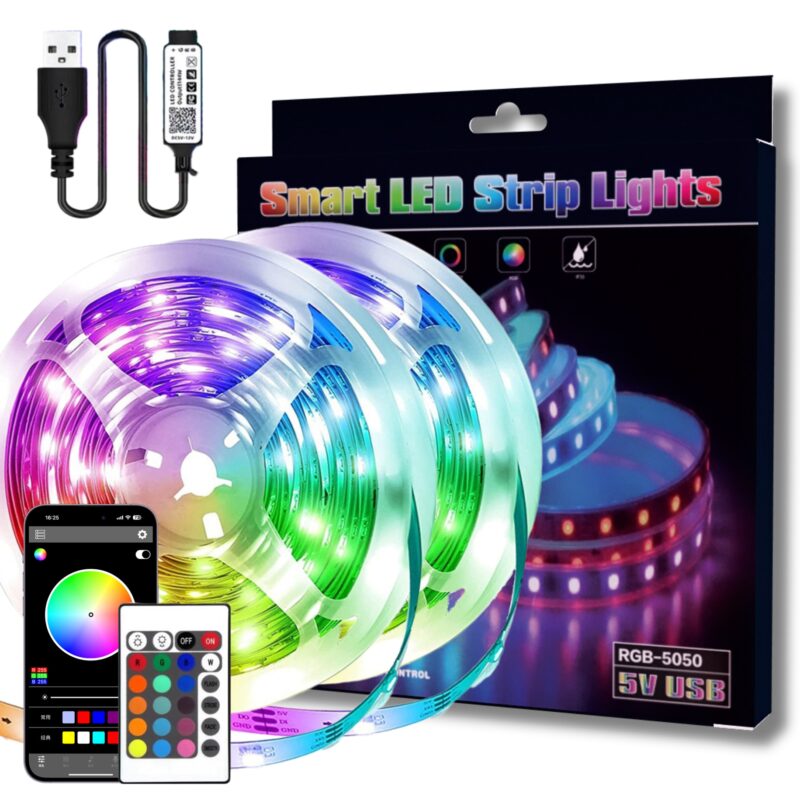 Banda de lumina LED, 18 lumini/m, 5 m, Multicolor