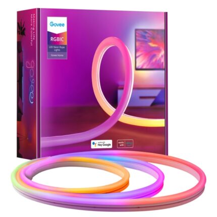 Banda LED Neon RGBIC inteligenta Govee H61A0, Wi-Fi, sincronizare muzica, IP67, compatibil Alexa/Google Assistant, 3m