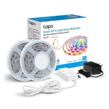Pachet 2 benzi LED RGBWIC inteligenta TP-LINK Tapo L930-10, Wi-Fi, control vocal, sincronizare muzica, 24W, 2000 lm, compatibil Amazon Alexa si Google Assistant, 100-240V, 2x5m