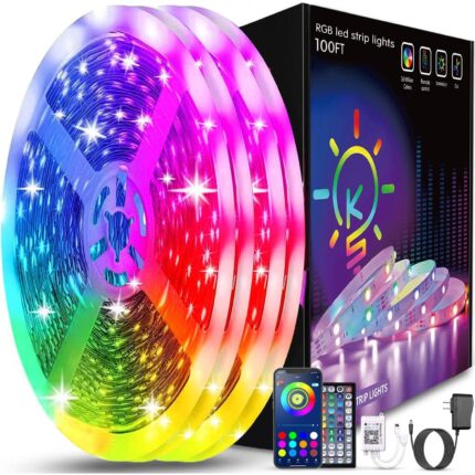 Kit Banda Led Mevis Line, 15 metri (3 roleX5m), control prin Alexa, Google, telecomanda sau aplicatia mobila, sincronizare cu muzica ta, presetare temporizator, utilizare exterior, adeziv foarte puternic, 60 leduri/m, 5050 RGB, unghi iluminare 120 grade