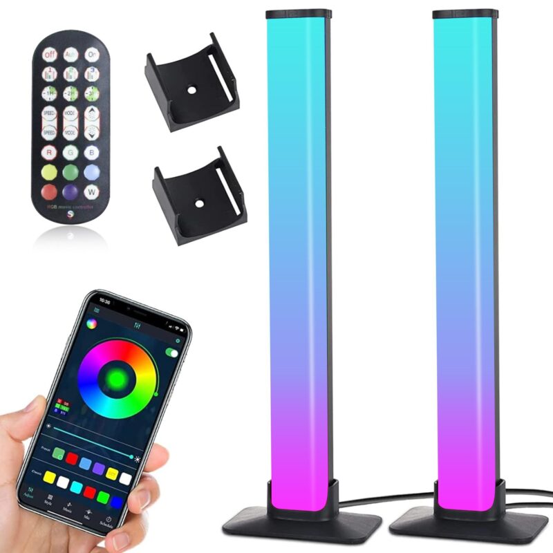 Banda de lumina inteligenta RGB LED, ZUNSEAT, Bluetooth, lumina ambientala, jocuri de lumini, pentru divertisment, PC, TV, decorarea camerei, Set 2, multicolor