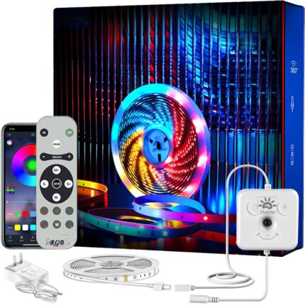 Kit Banda LED Huerler™ Smart RGB 10 metri, control aplicatie, telecomanda, Bluetooth, lumina Multicolora, Music Sync, control vocal, Led Strip