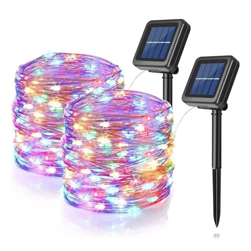 Set2 buc Ghirlanda luminoasa cu leduri incarcare solara trandafi led, XYXBEBAO, 8 moduri, 200 led-uri, 22m, Ip44, Multicolor