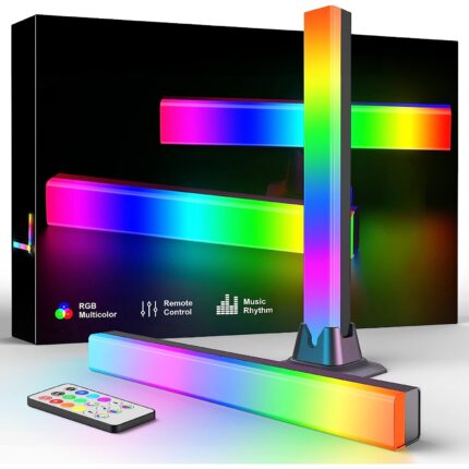 Bare luminoase cu leduri RGB-IC Elindor® sincronizate cu muzica, lumina ambientala, cu telecomanda, alimentat prin USB, pentru divertisment, 8 moduri dinamice