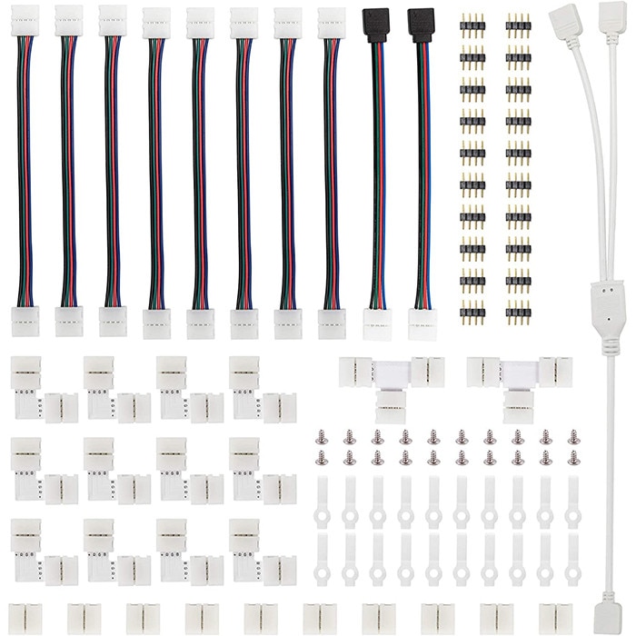Set 8 conectori, Pentru benzi LED 5050, Kosiil®, 10 mm, 4 Pin, Multicolor