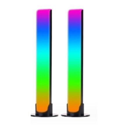 Set 2 bara cu LED RGB, cu APP, aplicatie, conexiune bluetooth, sincronizare muzicala, lumina ambientala, pentru jocuri, PC, pentru divertisment, TV, decorarea camerei, activare sonora, Multicolor