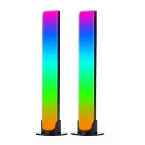 Set 2 bara cu LED RGB, cu APP, aplicatie, conexiune bluetooth, sincronizare muzicala, lumina ambientala, pentru jocuri, PC, pentru divertisment, TV, decorarea camerei, activare sonora, Multicolor