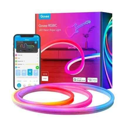 Banda LED Neon RGBIC inteligenta Govee H61A2 , Wi-Fi, sincronizare muzica, lumina colorata, IP67, Amazon Alexa/Google Assistant, 5m