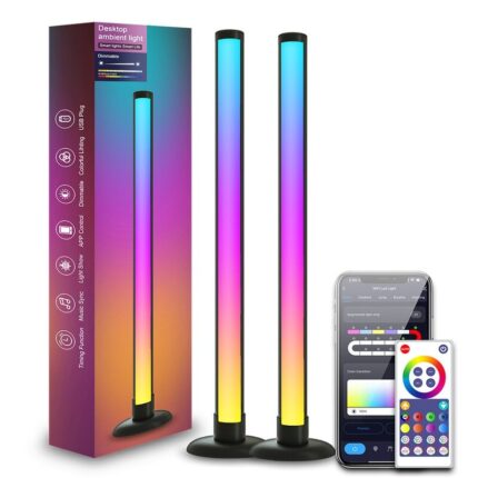Bara LED RGBIC inteligente, LEOKOR®, Lumina ambientala, Sincronizare muzica, Control telecomanda, WIFI, Compatibil Alexa /Google Assistant, 42cm, Multicolore