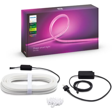 Banda LED RGBW pentru exterior Philips Hue, 37.5W, ZigBee Light Link , lumina alba si colorata, intensitate reglabila, IP67, silicon, 5m