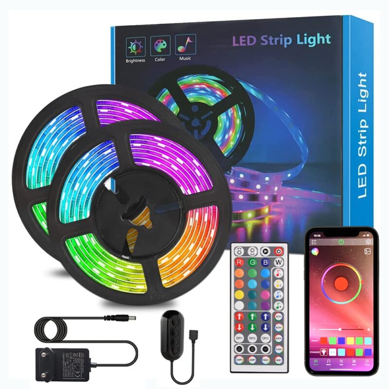 Set 2 benzi LED, JRing, RGB, Control telecomanda/APP, 10m, Multicolor