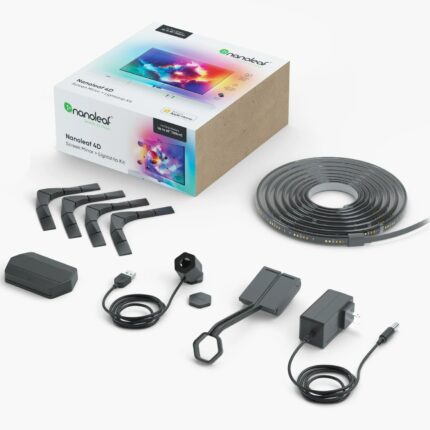 Kit Banda LED RGBIC inteligenta pentru TV/Monitor Nanoleaf 4D + TV Screen Mirror (camera), Wi-Fi, 275lm/m, pana la 65''/165cm, control vocal, 4m