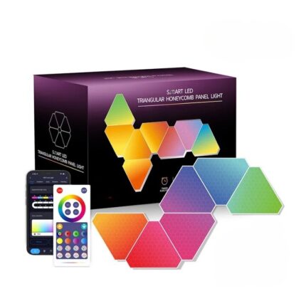 Panouri LED LuxeDenar®, 8 Modulare Inteligente, RGBW, Wi-Fi, Sincronizare Muzica, Aplicatie Mobila, Telecomanda, Compatibil iOS/Android, Culoare Alb