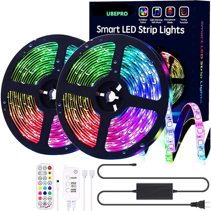 Set 2 benzi flexibile LED Kosiil®, 2 x 5 m, Impermeabil, 300 LED-uri, Sincronizare muzica, RGB, Multicolor