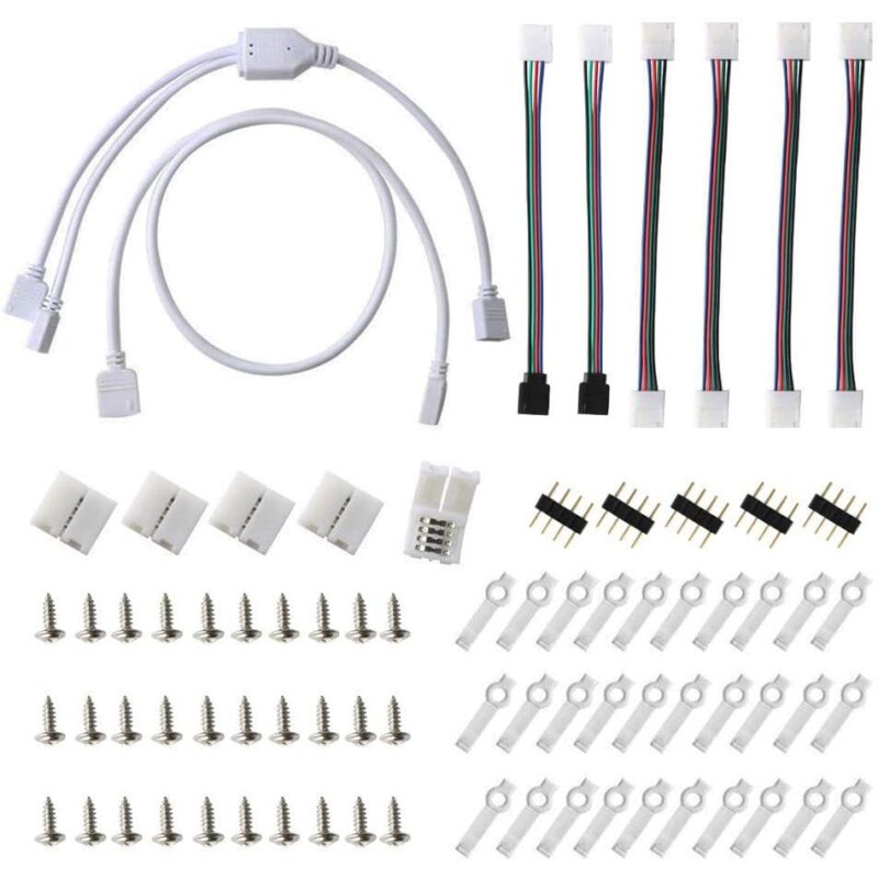 Set 18 Conector, JENUOS®, pentru banda LED RGB de 10 mm, 4 Pin, Multicolor