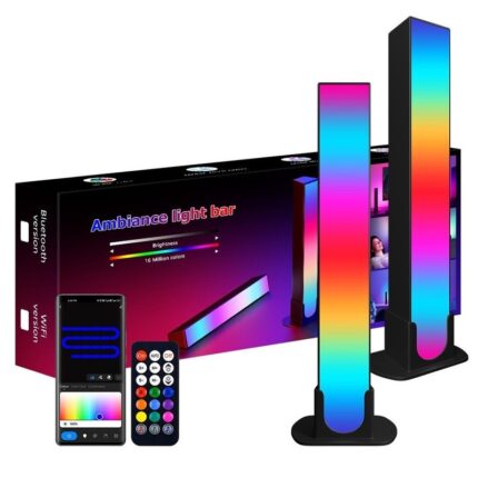 Bare luminoase inteligente cu leduri RGB-IC, LEOKOR®, WIFI, sincronizare muzica, mod dinamic, telecomanda, compatibila cu Alexa/Google Home, Iluminare 180°, USB, 5W, 24 cm