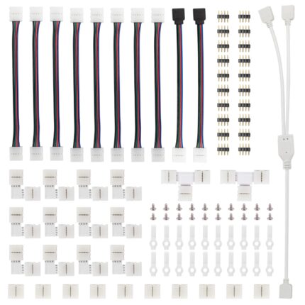 Set Conectori pentru Benzi LED JENUOS, 5050 RGB, 75 piese, Multicolor, 10mm