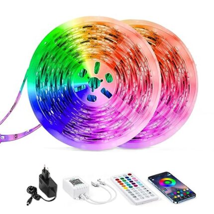 Kit banda LED RGB, 30m (2 x 15 m), VIELLAN, Control APP/Bluetooth/Telecomanda, Schimbare Culori Pe Ritmul Muzicii, 24V, Control Vocal, Led Strip