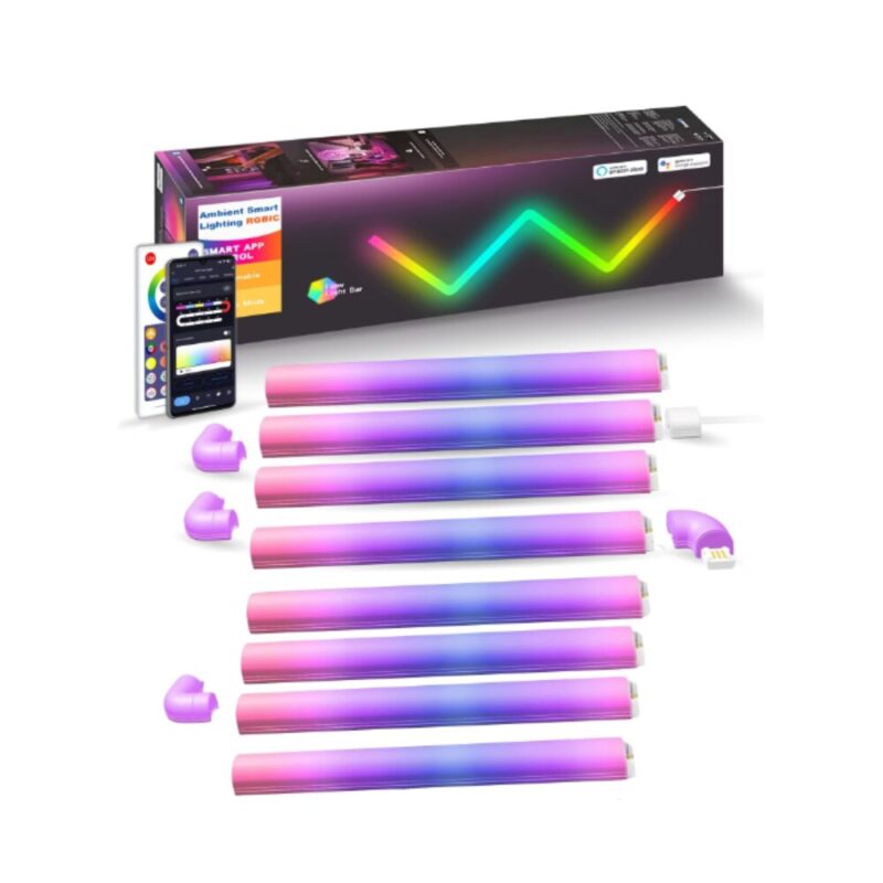 Set 8 buc bara LED RGBIC inteligent Govee Glide Wall Light, Wi-fi, sincronizare muzica, lumina colorata, Google Assistant/alexa
