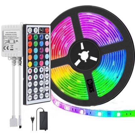 Kit Banda LED RGB 5050 60 led/m 5 metri IP20+Telecomanda 44 taste cu IR+Transformator 12V 6А