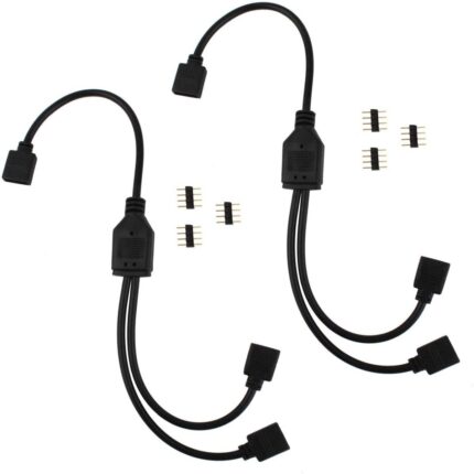 Set 2 cabluri splitter pentru benzi led RGB FAC, compatibile LED-uri RGB 5050/3528/2835, Negru