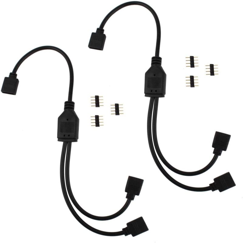 Set 2 cabluri splitter pentru benzi led RGB FAC, compatibile LED-uri RGB 5050/3528/2835, Negru