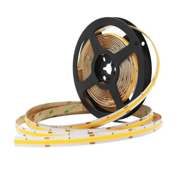 Banda LED COB 24v 10w 320led pe metru profesionala, 1100 lumeni pe metru, interior Cald 3000K, rola 5 metri ZenLED®
