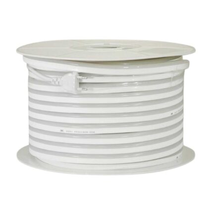 Furtun LED Neon Flex 220V, 8W/m, 10m, Lumina Alb Neutra 4000K, Cablu alimentare inclus