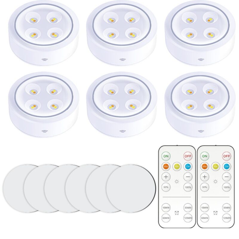 Lampi cu lumina led, 6 leduri cu baterii, 5w, din plastic, lumina reglabila din telecomanda, 86mmX30mm