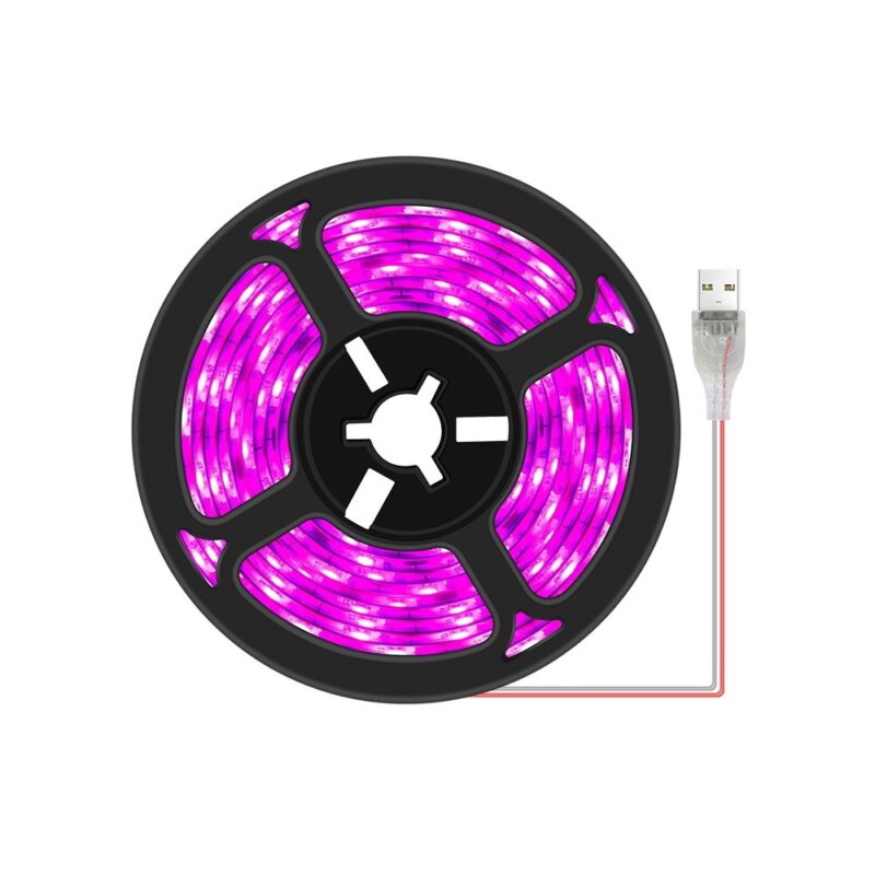 Banda led AxaCube full spectrum pentru cresterea plantelor, rezistenta la apa, conectare usb, fixare prin lipire, 3 metri, 180 leduri