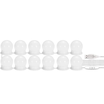 Banda 12 LED-uri, Pentru oglinda, 3 Moduri illuminare, Alb