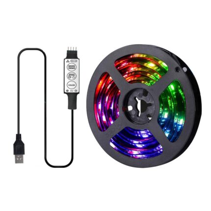Banda LED RGB 5050 Vaxiuja,1 Metri,20 Culoare, 19 Moduri Intermitent,3 Control Buton,IP65,5V,pentru Iluminare Ambientala TV