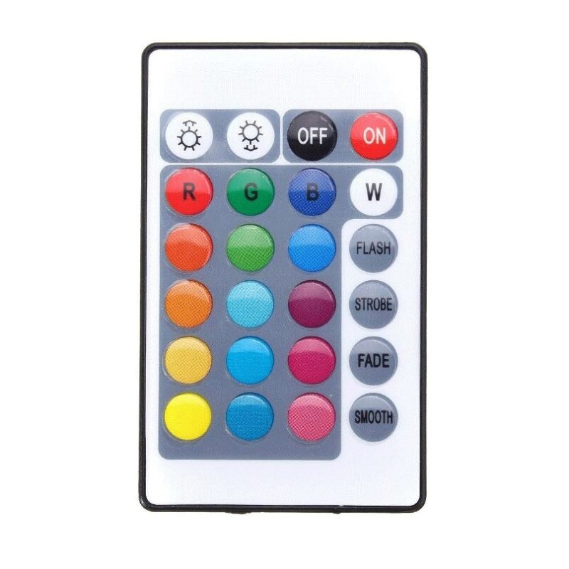 Telecomanda Pentru Control Banda LED RGB Cu 7 culori, 84 x 51 x 7 mm, ON/OFF, 24 taste, Intensitate Lumina Reglabila