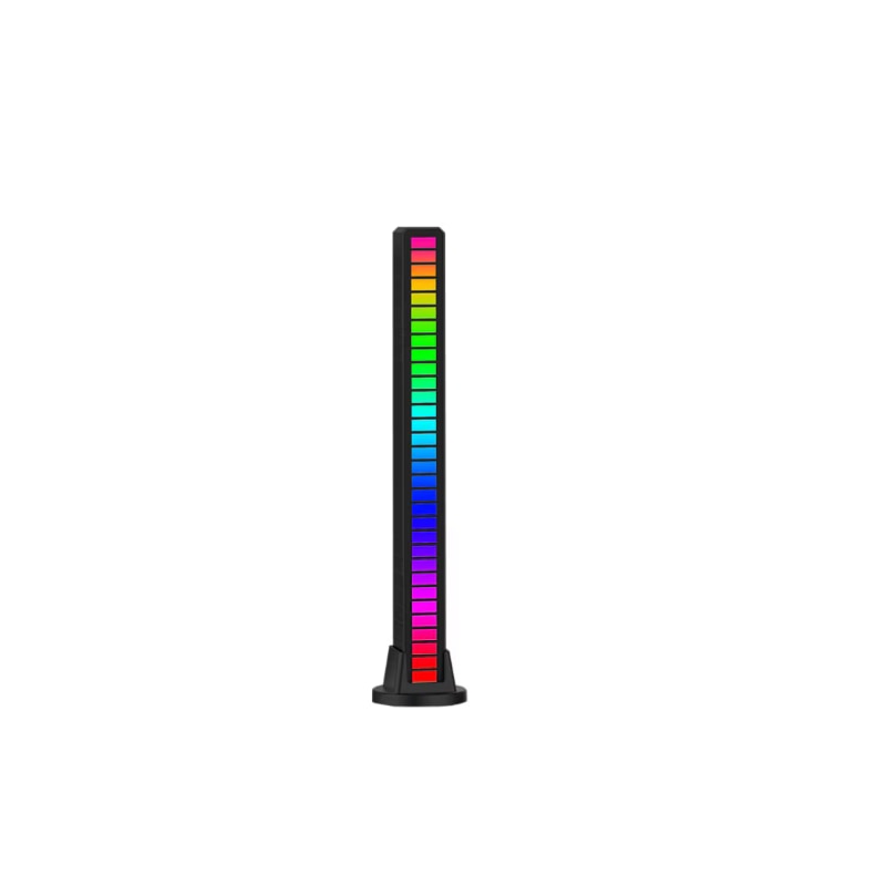 Set de 2 bucati bara de lumina ritmica pentru atmosfera, RGB cu 32 de culori, ambientala LED, incarcare USB, negru, 18 cm