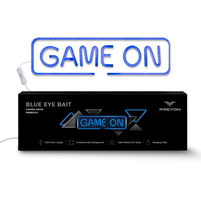 Banda Gaming LED, Preyon, Neon, 40cm, USB, Transparent/Albastru