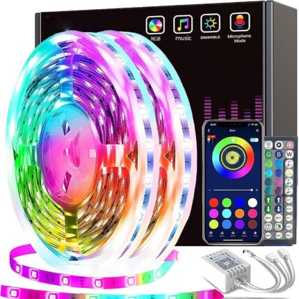 Banda LED 5050 RGB 10 metri (2 role x 5 m), Control prin Telecomanda cu 44 taste sau Aplicatie Mobila, Lumina si Culori Reglabile, sincronizare muzica, timer, 300 LED-uri, Intensitate Reglabila