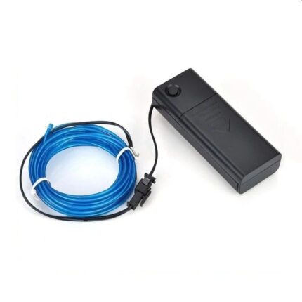 Kit fir luminos El Wire 3.2 mm, PROCRT, lungime 5 m, invertor porabil cu baterii, albastru