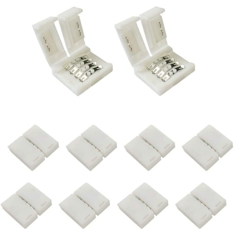Set 20 pachete conectori benzi LED RGB, Parafasa, 4 Pini, SMD 5050, Alb