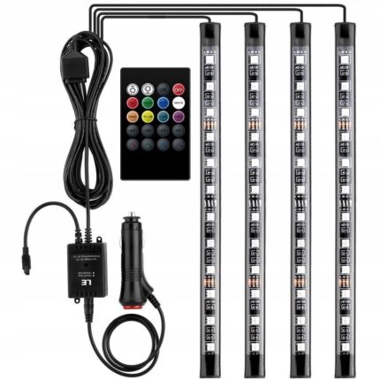 Set 4 benzi LED M002A, 12 Diode, 4x22cm, Negru