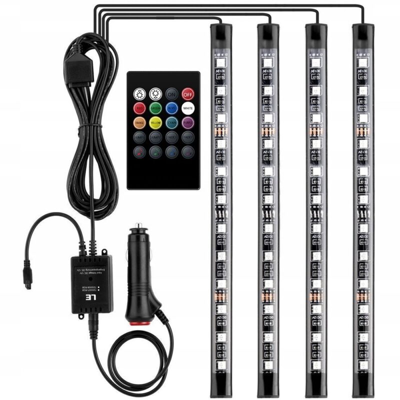 Set 4 benzi LED M002A, 12 Diode, 4x22cm, Negru