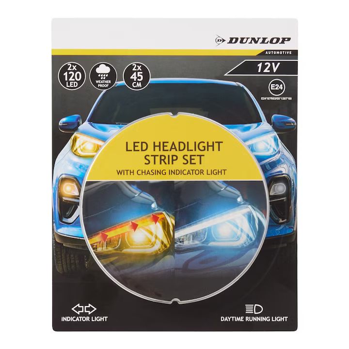 Set banda led 12V pentru faruri auto, lumina intermitenta, 2x120 Led, 2buc x 45CM, rezistenta la intemperii