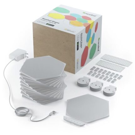 Kit panouri luminoase LED modulare inteligente Nanoleaf, RGB, Wi-Fi, sincronizare muzica, lumina colorata, 15 panouri, Alb