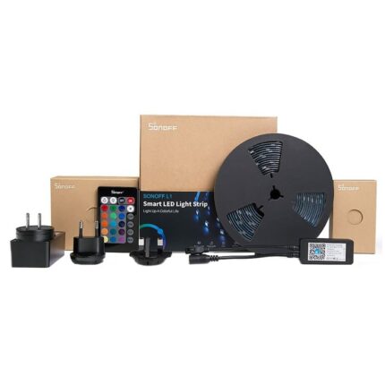 Banda LED RGB inteligenta Sonoff L1, Wi-Fi, 24W, 300 lm, telecomanda inclusa, control vocal, IP65, 2m
