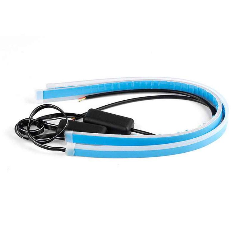 Set 2 Benzi canbus 60CM LED flexibile pentru faruri-alb si galben