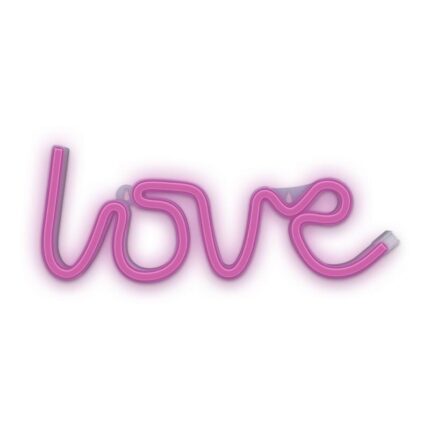 Neon decorativ LED Forever Light FLNEO5, model Love, Baterii si USB, Roz