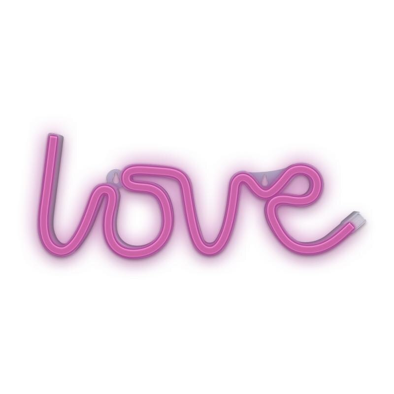 Neon decorativ LED Forever Light FLNEO5, model Love, Baterii si USB, Roz