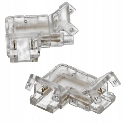 Conector unghi pentru banda LED, Ecolight, 8 mm, 2 pini, Transparent